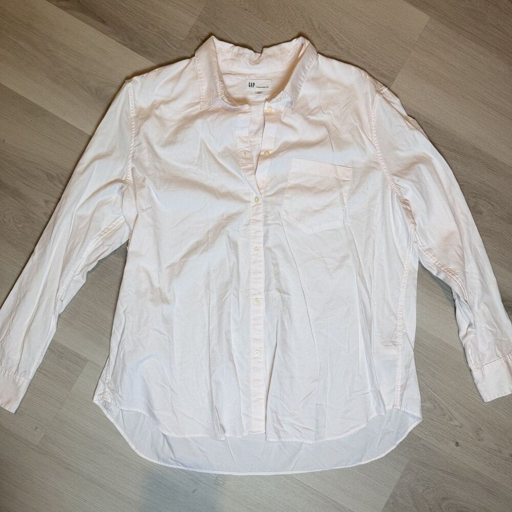 GAP Button-up Shirt Fitted Boyfriend Womens XXL Pink Long Sleeve